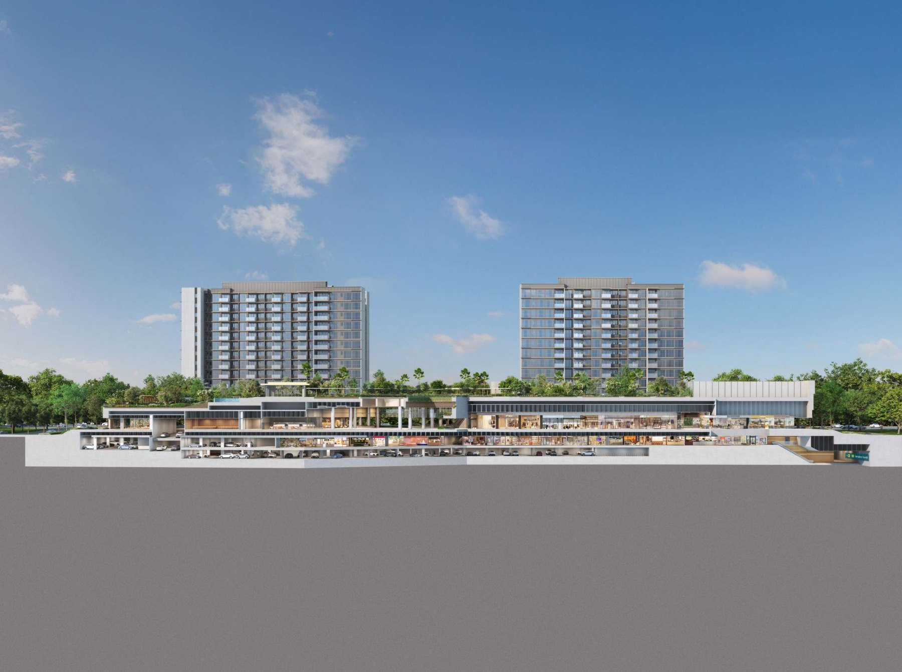Development elevation with the retail mall (artist’s impression)