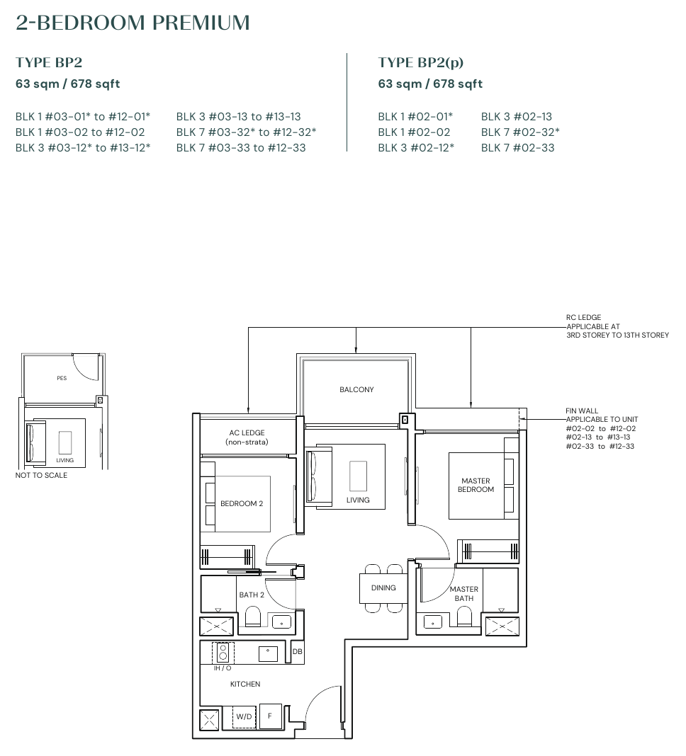2-Bedroom Premium · Type BP2 · 678 sqft