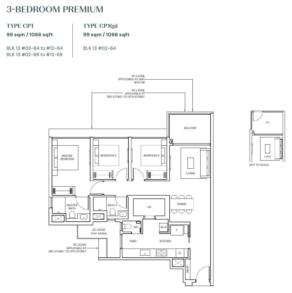 3-Bedroom Premium · Type CP1 · 1,066 sqft